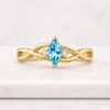 Swiss Blue Topaz Marquise Cut Gemstone Infinity Ring
