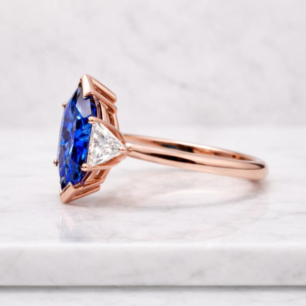 marquise ring blue stone ring sapphire ring engagement ring promise ring solitaire ring statement ring women ring bridal ring unique ring handmade ring fine jewelry luxury ring elegant ring thin band ring