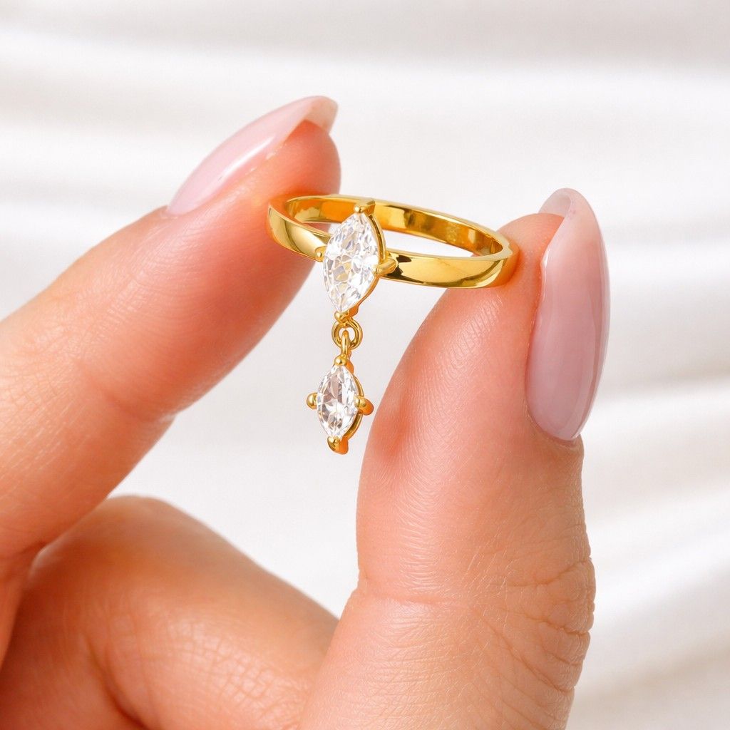 marquise ring gold ring dangle ring drop ring gemstone ring crystal ring solitaire ring statement ring women ring fashion ring delicate ring slim band ring