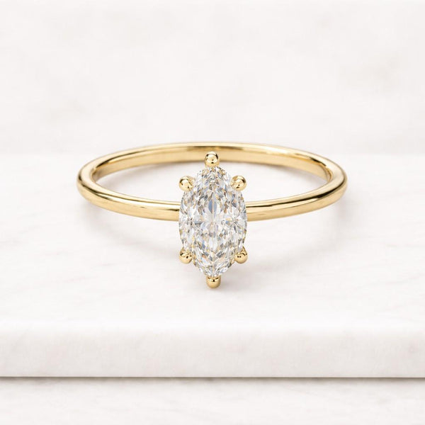 Marquise Lab Grown Diamond Engagement Ring 10K 14K 18K Solid Gold Ring IGI Certified Genuine Diamond Ring Solitaire Ring Anniversary Gift