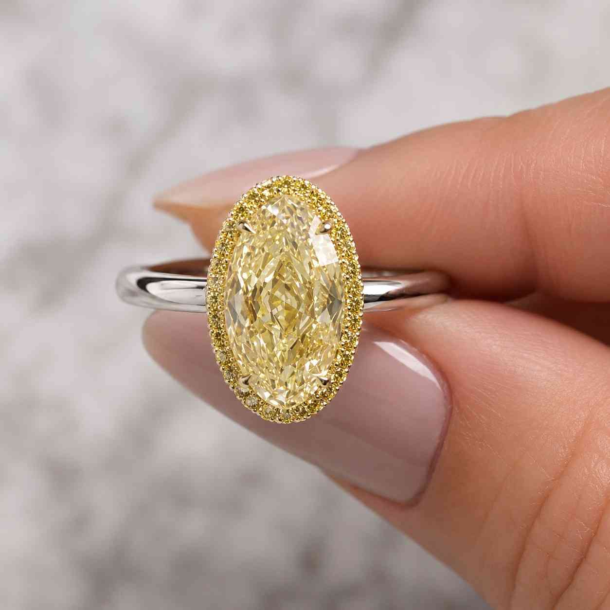 3ct oval cut lab grown yellow diamond engagement ring | fancy yellow solitaire ring | 14k yellow gold bridal ring | anniversary gift for her
