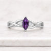 Marquise Cut Amethyst Birthstone Infinity Ring with Side Stone