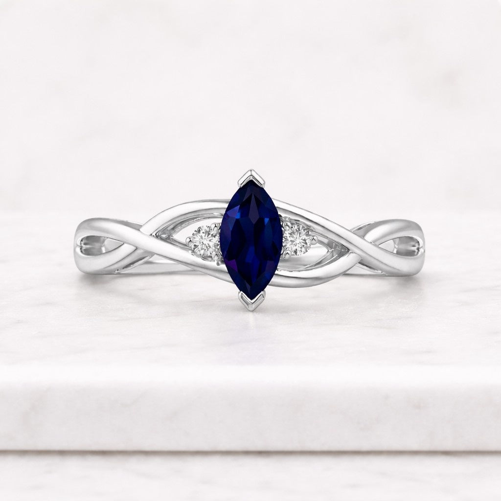 marquise ring sapphire ring blue sapphire ring infinity ring twist ring knot ring crossover ring gemstone ring promise ring women ring delicate ring elegant ring