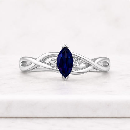 marquise ring sapphire ring blue sapphire ring infinity ring twist ring knot ring crossover ring gemstone ring promise ring women ring delicate ring elegant ring