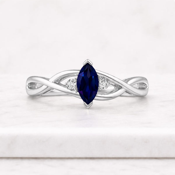 marquise ring sapphire ring blue sapphire ring infinity ring twist ring knot ring crossover ring gemstone ring promise ring women ring delicate ring elegant ring
