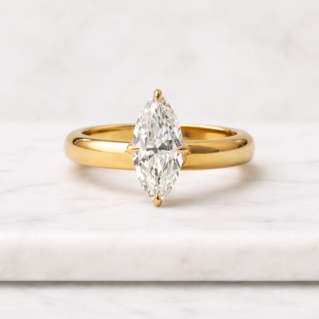 14k marquise diamond ring, e, vvs2 igi certified marquise engagement ring solitaire diamond ring lab grown diamond ring hidden halo ring

