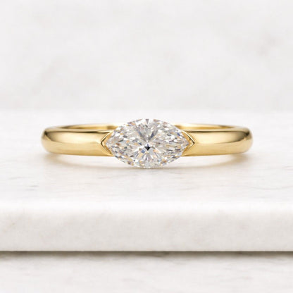 Marquise Lab Grown Diamond Ring, 1.00ct East West Facing Marquise Engagement Dainty Ring, IGI Certified, Proposal Ring, Anniversary Ring
