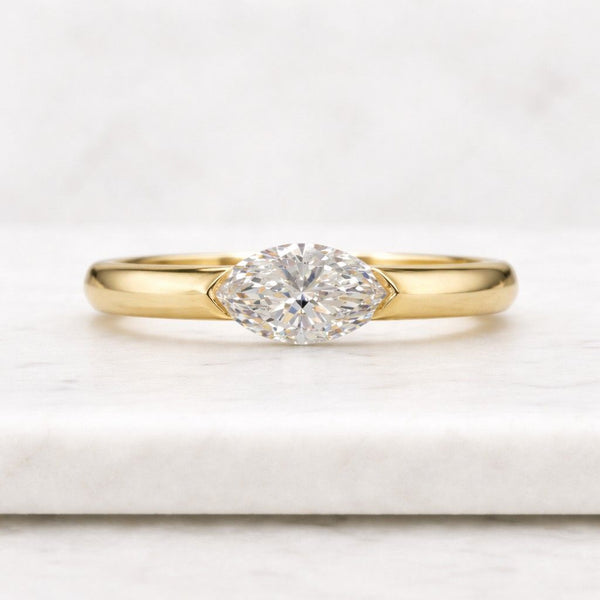 Marquise Lab Grown Diamond Ring, 1.00ct East West Facing Marquise Engagement Dainty Ring, IGI Certified, Proposal Ring, Anniversary Ring
