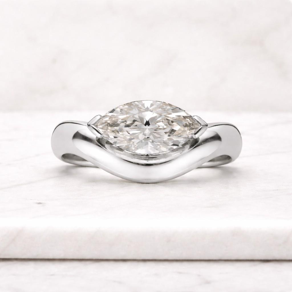 marquise ring solitaire ring gold ring statement ring curved band bypass ring twisted band v ring chevron ring contour ring wave ring