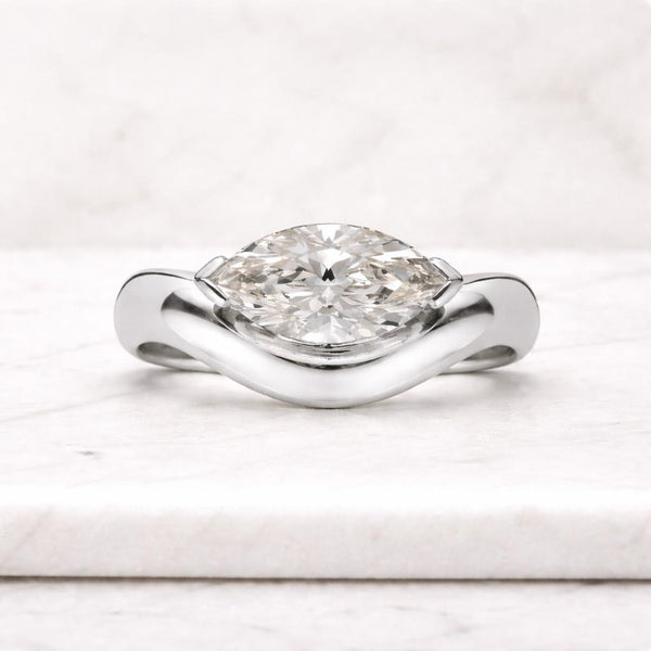marquise ring solitaire ring gold ring statement ring curved band bypass ring twisted band v ring chevron ring contour ring wave ring