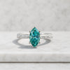 Marquise Cut Cyan Blue Moissanite Engagement Ring