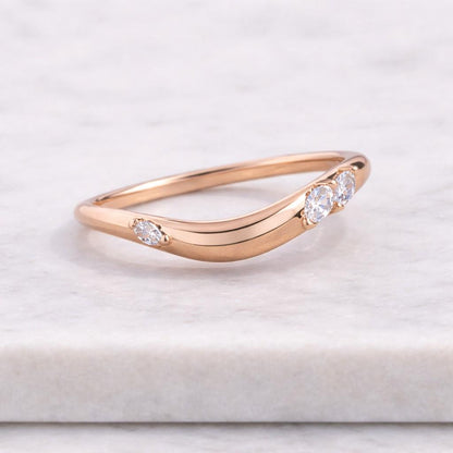 Marquise Lab Diamond band Ring , Diamond Wedding Ring, E-F VVS-VS Certified Diamond Ring, Stackable Wedding Band