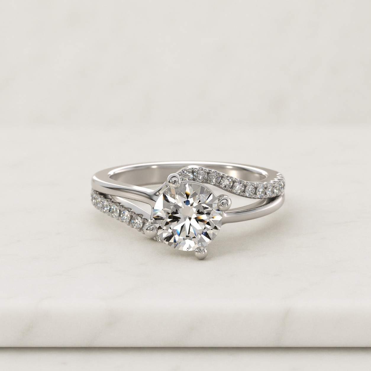 oval east to west setting ring bypass set igi certified lab grown diamond engagement ring twisted ring for anniversary gift pavé band white