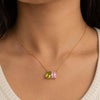 14K Gold Peridot and Pink Sapphire Two Stone Pendant Necklace