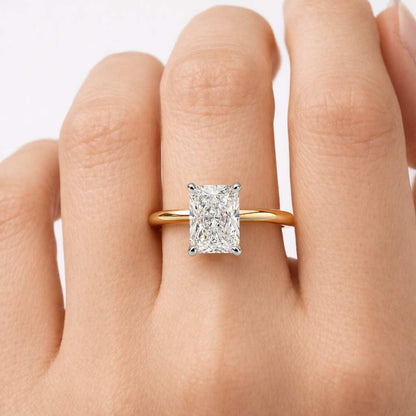 Elegant Radiant Cut Solitaire Ring | 18K Gold Rectangle Stone Promise Ring | Dainty Travel Engagement Ring for Women
