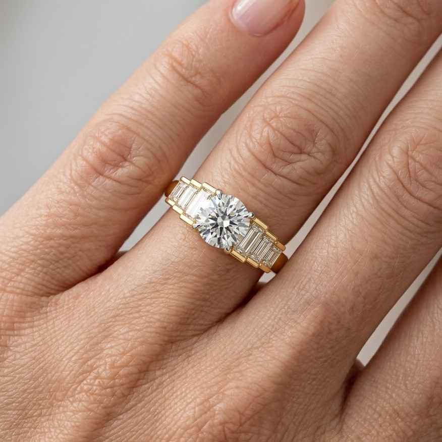 Round Cut Diamond Engagement 3 Stone Ring, IGI Certified, Lab Grown Diamond Engagement Ring, Proposal Diamond Ring, Promise Ring for Her