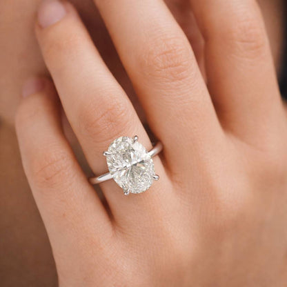 3.0 Ct Oval Cut Lab Grown Diamond Ring, CVD Diamond Engagement Ring, 14K Yellow Gold Solitaire Ring, Minimalist Bridal Jewelry

