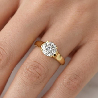Lab Grown Diamond Solitaire Ring Round Cut IGI Certified Minimalist Prong Set Solid Gold Dainty Engagement Promise Ring For Her
