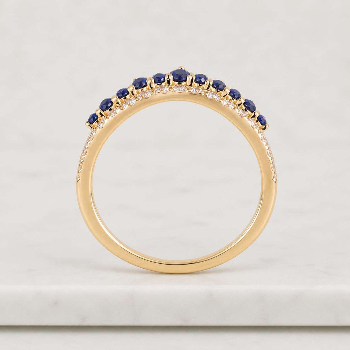 double row diamond engagement band round lab grown diamond band double ring for anniversary gift for wife unique two stackable ring for her
