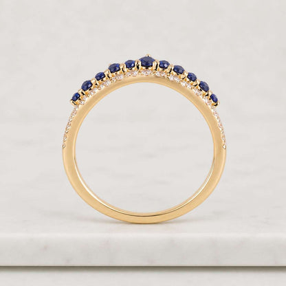 Double Row Diamond Engagement Band Round Lab Grown Diamond Band Double Ring for Anniversary Gift for Wife Unique Two Stackable Ring for Her