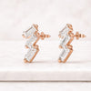 Baguette Cut Lab Grown Diamond Stud Earrings in 14K Rose Gold