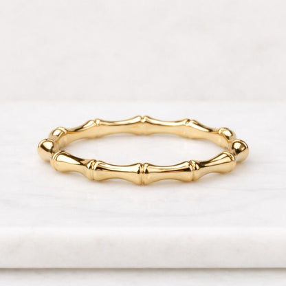 Gold Bamboo Inspire Wedding Band, Minimalist Sterling Matching Engagement Band, Trendy Gold Ring, Thin Unisex Band Ring, Gift For Her
