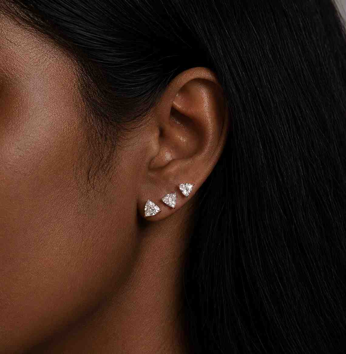 2.51 tcw trillion cut colorless moissanite stud earrings, moissanite stud earrings, white gold wedding earrings, screw back earrings, gifts
