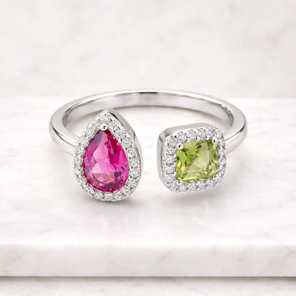 minimalist ring gold polished ring gold sparkle ring gold dual stone ring gold pink stone ring gold green stone ring gold bypass ring gold open band gold ring setting gold jewelry