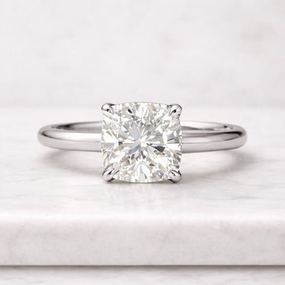 modern cushion diamond engagement ring lab grown diamond yellow gold band minimalist ring for women high sparkle diamond jewelry USA trending proposal ring clean design gold ring