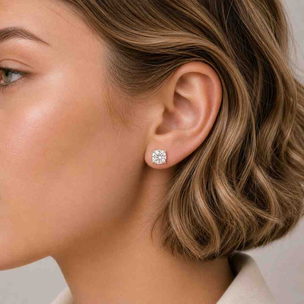 cushion cut lab grown diamond studs, 0.50 to 5.00 tcw solitaire earrings, prong set wedding studs, dazzling earrings for anniversary gift
