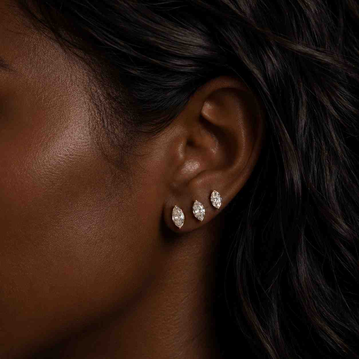 IGI Certified Marquise Lab Grown Diamond Stud Earrings, 14K Solid Gold Solitaire Minimalist Studs
