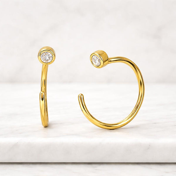 modern earrings tiny gold hoops petite earrings curved earrings sleek earrings polished earrings elegant earrings women earrings ear jewelry fashion earrings classic earrings