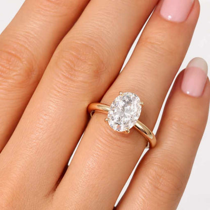 Solitaire Elongated Oval Shape Moissanite Engagement Ring Minimalist Wedding Ring 14K Yellow Gold Bridal Ring Women's Propose Ring 4.00ct
