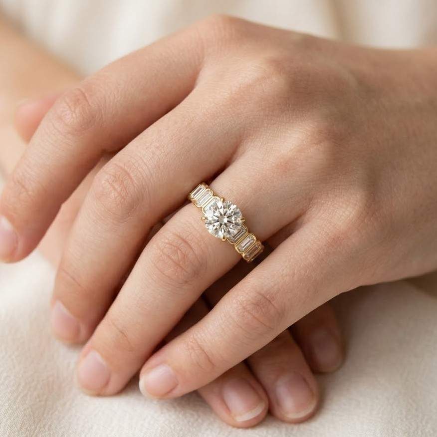 4 carat round cut lab grown diamond engagement ring 14k white gold wedding jewelry
