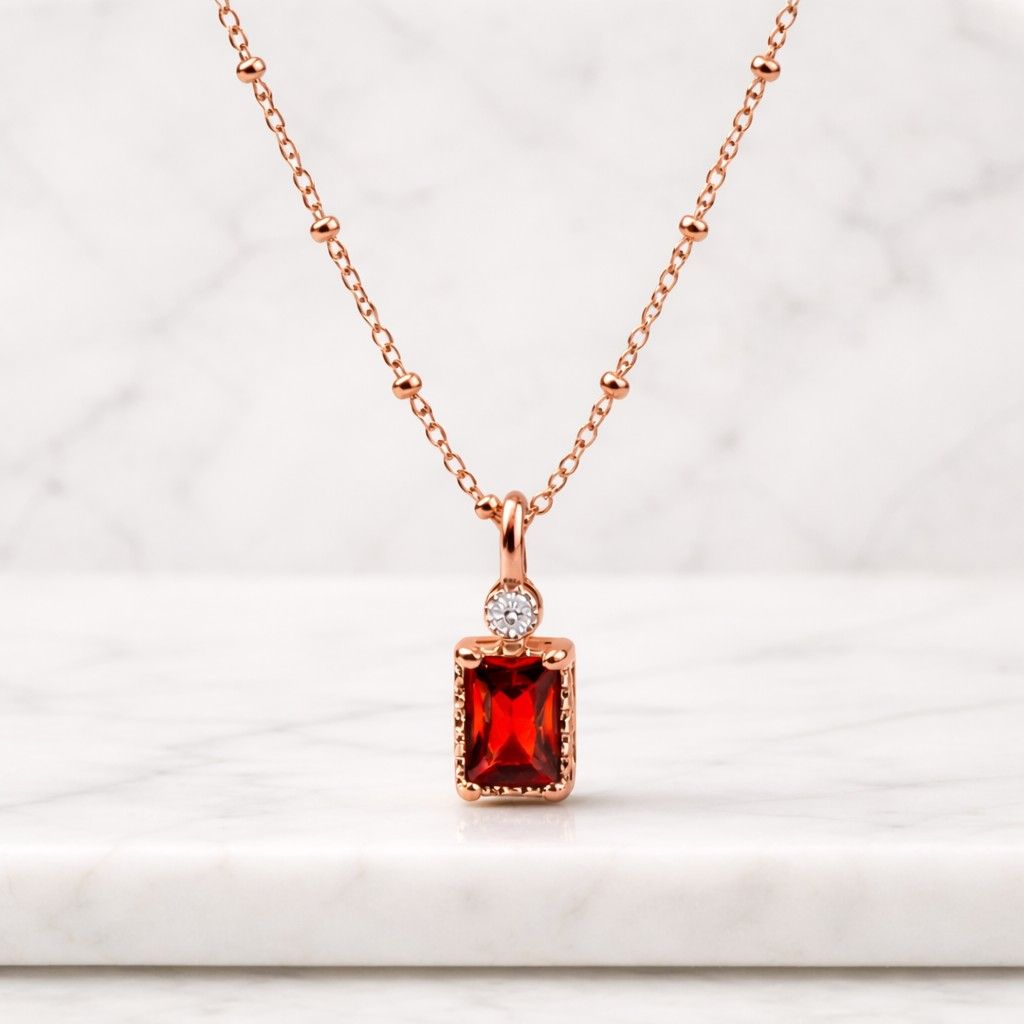 modern necklace chic pendant stylish jewelry red jewel necklace simple necklace dainty pendant small pendant necklace luxury pendant gift for wife gift for mom romantic jewelry red crystal pendant sparkling necklace