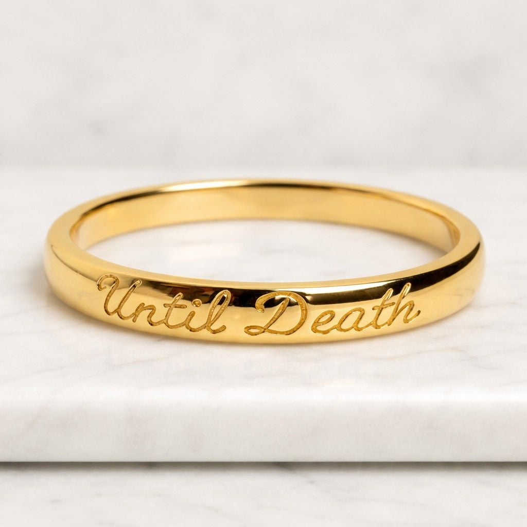 4 mm til death silver band ring, personalized band, anniversary wedding ring, silver plated band, stacking band gothic engraved promise ring
