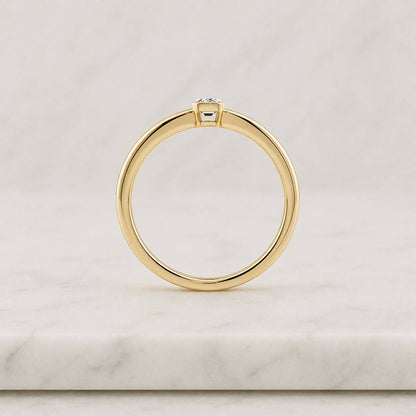Emerald Cut Lab Grown Diamond Engagement Ring, Bezel Set 14K Yellow Gold Band
