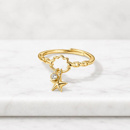modern ring stackable ring finger ring tiny charm ring star charm ring hanging charm ring delicate ring statement ring trendy ring handmade ring gift ring jewelry ring