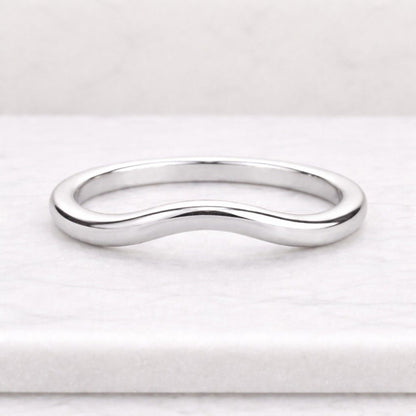 Unique Lab Grown Diamond wedding band Vintage yellow gold Curved wedding band Art deco Bridal ring Matching Stacking band Anniversary ring