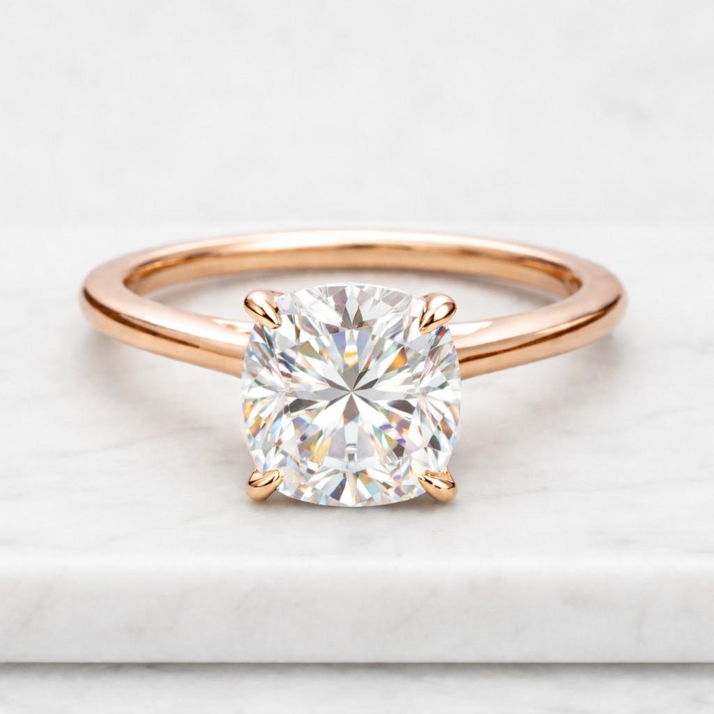 2.00 ct round cut diamond solitaire ring | designer prong setting | hpht natural diamond |925 silver 14k gold plated | handmade promise ring
