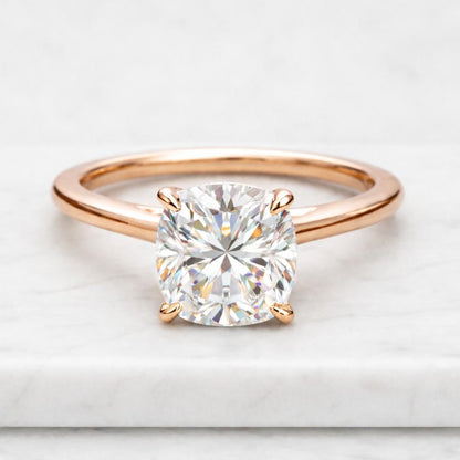 2.00 Ct Round Cut Diamond Solitaire Ring | Designer Prong Setting | HPHT Natural Diamond |925 Silver 14K Gold Plated | Handmade promise ring
