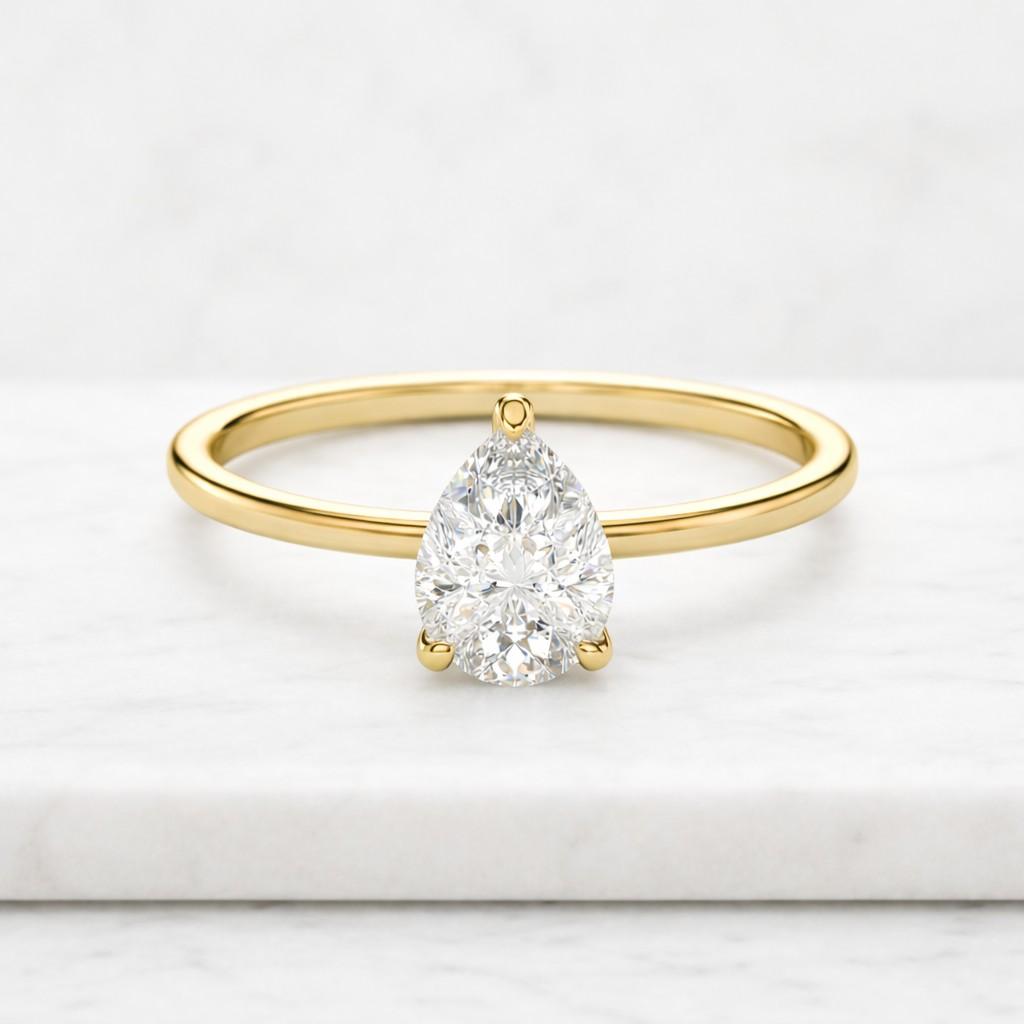 Pear Diamond Engagement Ring Solitaire Pear Ring Genuine Certified Lab Grown Diamond Ring 0.50 to 3.00 CT Pear Diamond Proposal Ring for Her
