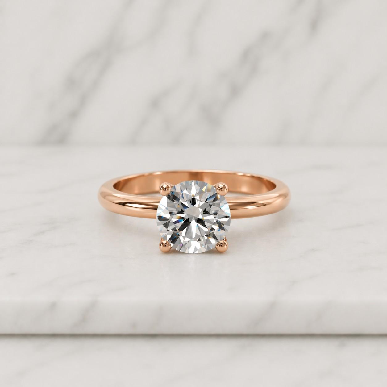 round cut lab grown diamond solitaire ring, bezel set cvd diamond wedding ring, conflict free diamond engagement ring, 14k solid gold ring