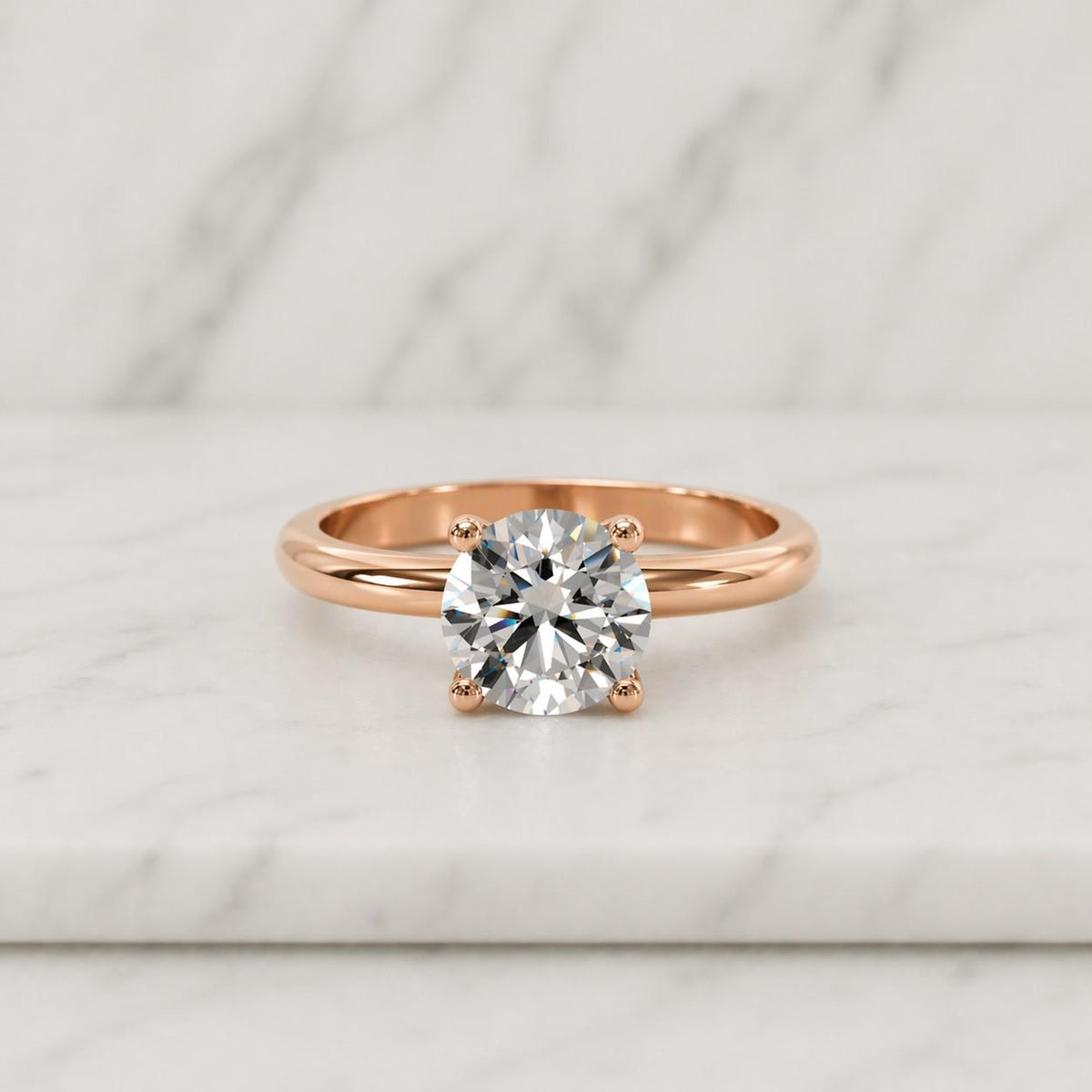 Round Cut Lab Grown Diamond Solitaire Ring, Bezel Set CVD Diamond Wedding Ring, Conflict Free Diamond Engagement Ring, 14K Solid Gold Ring
