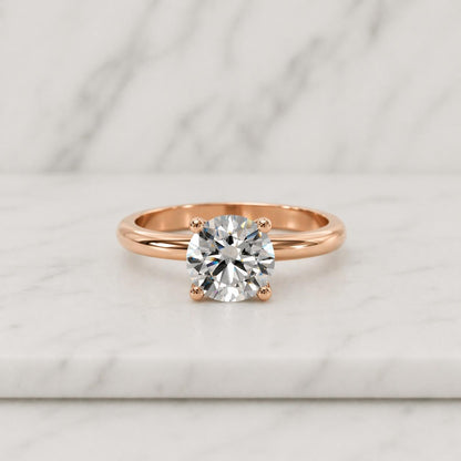 Round Cut Lab Grown Diamond Solitaire Ring, Bezel Set CVD Diamond Wedding Ring, Conflict Free Diamond Engagement Ring, 14K Solid Gold Ring