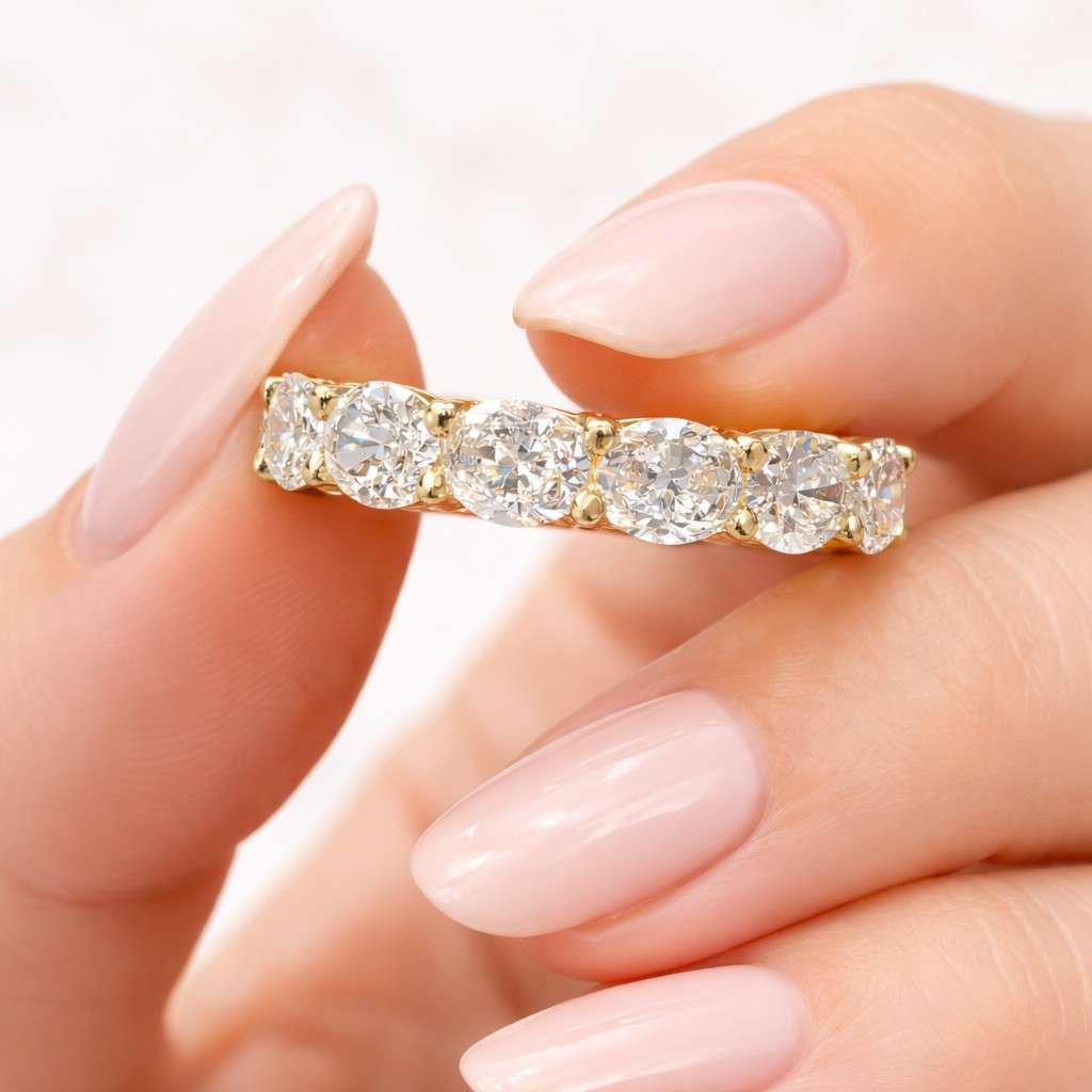 moissanite eternity band lab diamond eternity ring cubic zirconia band cz eternity ring oval moissanite band
