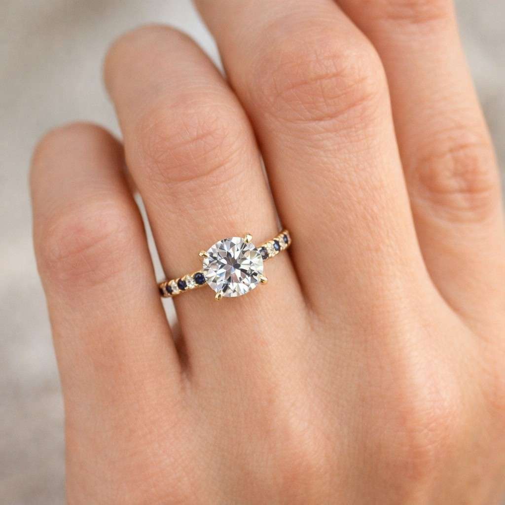 sapphire and diamond ring in 14k gold / stackable genuine blue sapphire ring / september birthstone / rose gold and white gold
