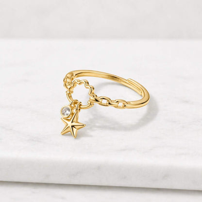 moon star ring sky ring lucky ring wish ring sparkle ring crystal ring shine ring gold jewelry ring accessory ring chic ring elegant ring boho ring casual ring daily ring petite ring