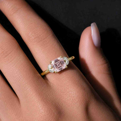 morganite engagement diamond engagement moissanite engagement lab diamond engagement cz engagement simulated diamond pink crystal ring