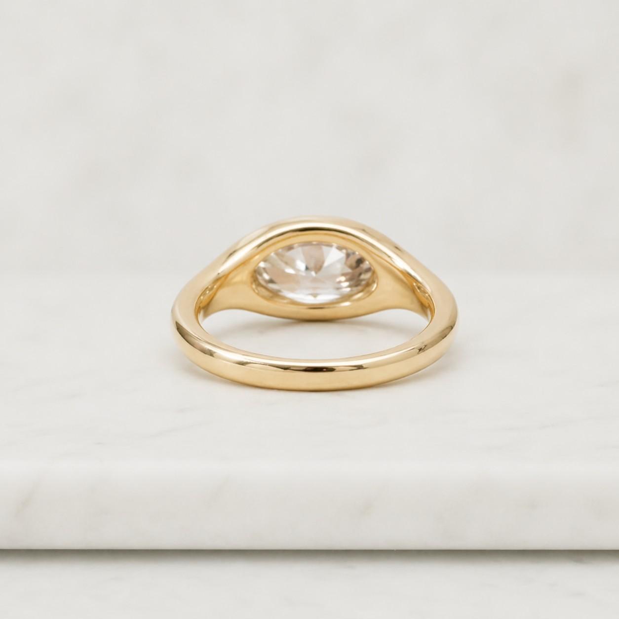Oval Cut Moissanite Solitaire Ring, 14K Yellow Gold Bezel Setting Engagement Ring
